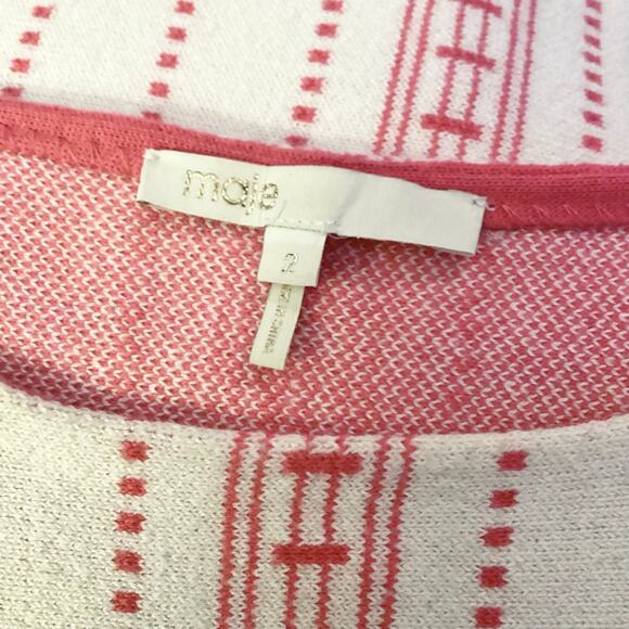 Maje Mauve Dot Striped Oversized Boxy Sweater Cream Pink 2 M - Picture 9 of 10